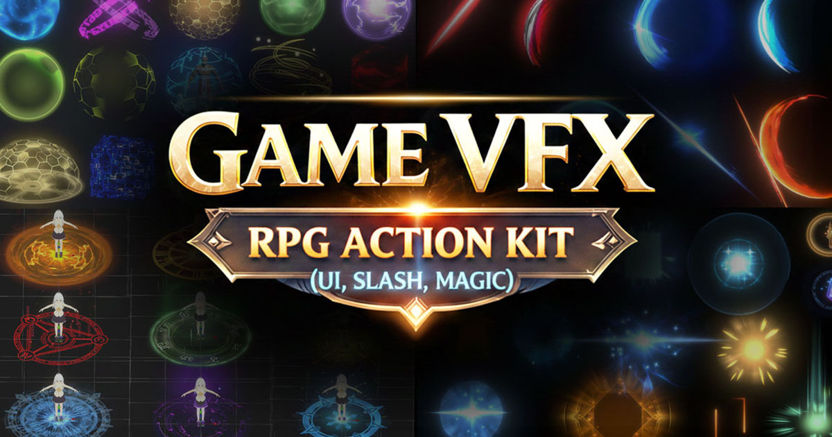GAME VFX - RPG Action Kit (UI, Slash, Magic) VFX preview