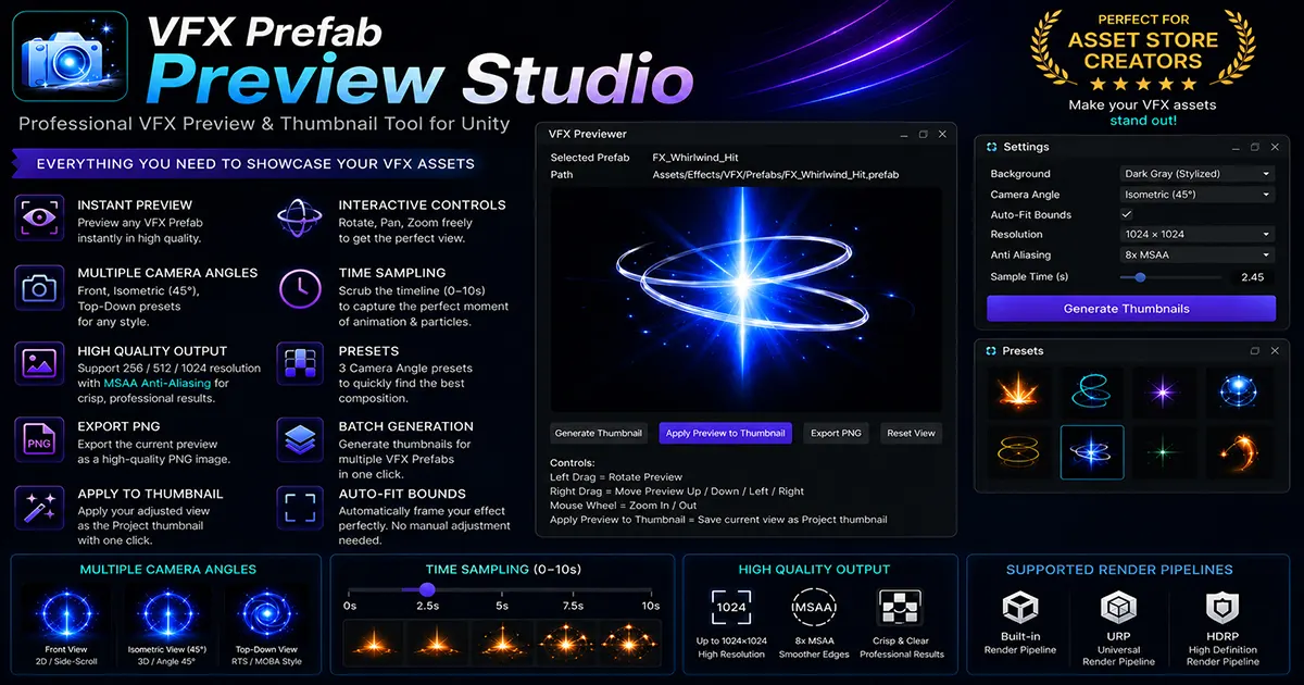 VFX Prefab Preview Studio - Instant preview, Custom thumbnails, Export PNG VFX preview